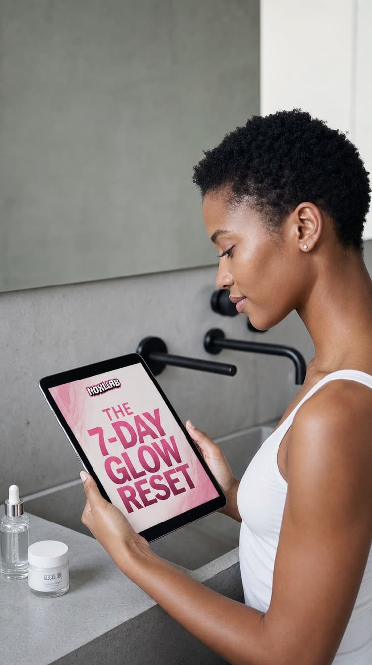 Reading the NoxLab 7-Day Glow Reset on a tablet